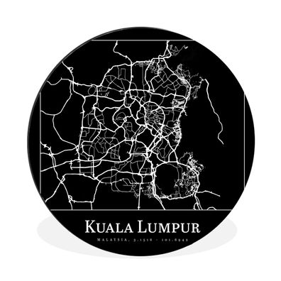 Wandbild Runde Bilder 140x140 cm Stadtplan - Kuala Lumpur - Karte (Gr. 140x140 cm)