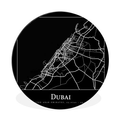 Wandbild Runde Bilder 30x30 cm Dubai Stadtplan - Karte (Gr. 30x30 cm)