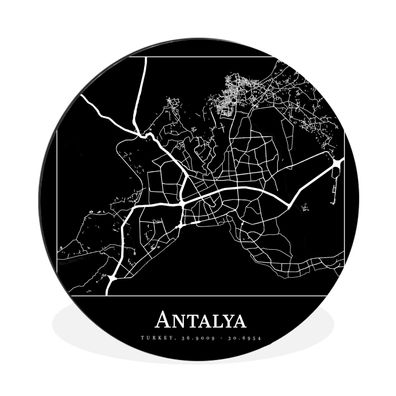 Wandbild Runde Bilder 120x120 cm Karte - Antalya - Stadtplan (Gr. 120x120 cm)