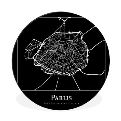 Wandbild Runde Bilder 140x140 cm Paris - Karte - Stadtplan (Gr. 140x140 cm)