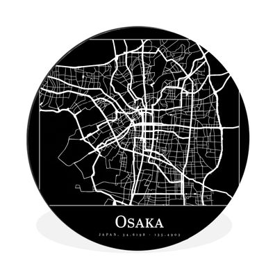 Wandbild Runde Bilder 140x140 cm Karte - Osaka - Stadtplan (Gr. 140x140 cm)