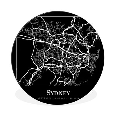 Wandbild Runde Bilder 120x120 cm Karte - Sydney - Stadtplan (Gr. 120x120 cm)