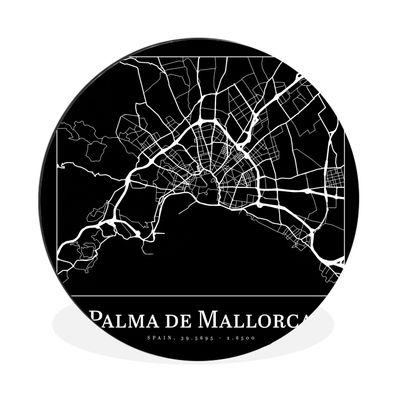 Wandbild Runde Bilder 140x140 cm Karte - Stadtplan - Palma de Mallorca - Karte