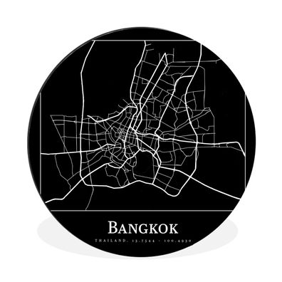 Wandbild Runde Bilder 120x120 cm Bangkok - Karte - Stadtplan (Gr. 120x120 cm)