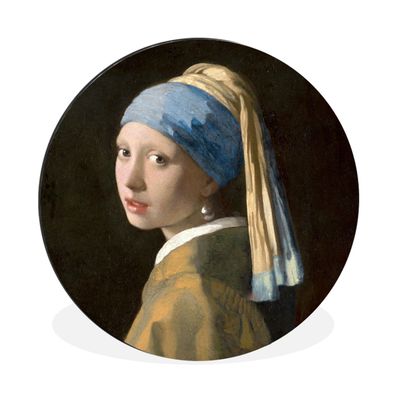 Wandbild Runde Bilder 30x30 cm Mädchen mit Perlenohrring - Gemälde - Alte Meister - V