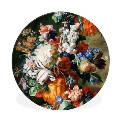Wandbild Runde Bilder 140x140 cm Kunst - Alte Meister - Blumenstrauß in einer Urne