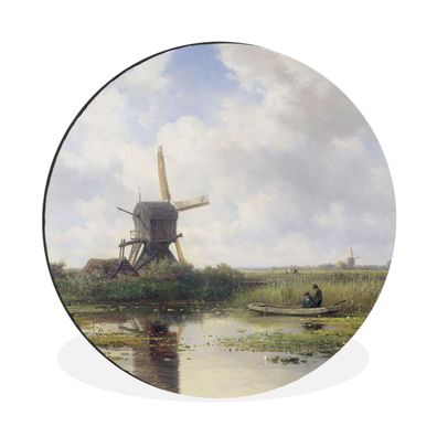 Wandbild Runde Bilder 30x30 cm Mühle - Willem Roelofs - Alte Meister - Kunst