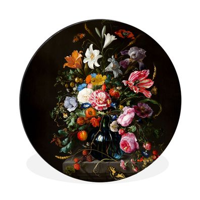 Wandbild Runde Bilder 60x60 cm Alte Meister - Kunst - Vase mit Blumen - Jan Davidsz d