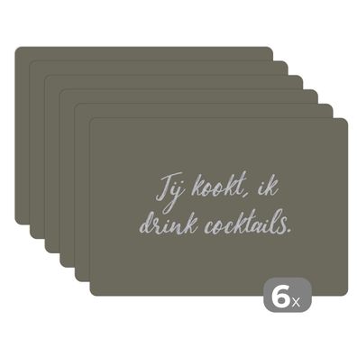 Placemats Tischset 6-teilig 45x30 cm Du kochst, ich trinke Cocktails - Kochen - Zit