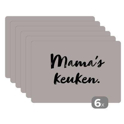 Placemats Tischset 6-teilig 45x30 cm Zitat - Taupe - Mamas Küche (Gr. 45x30 cm)