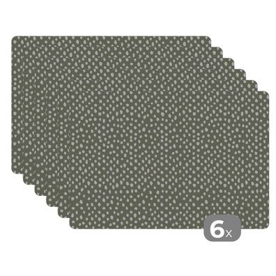 Placemats Tischset 6-teilig 45x30 cm Polka dots - Grün - Weiß - Muster