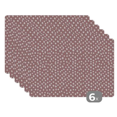Placemats Tischset 6-teilig 45x30 cm Rosa - Punkte - Weiß - Muster (Gr. 45x30 cm)