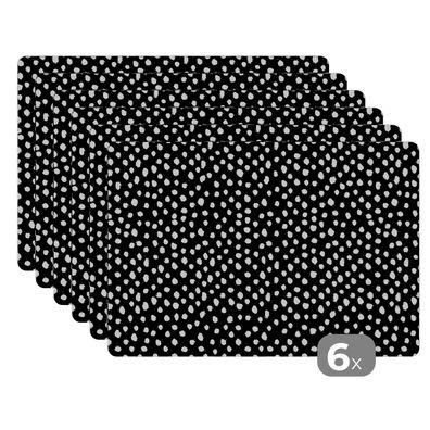 Placemats Tischset 6-teilig 45x30 cm Schwarz - Weiß - Muster - Polka dots