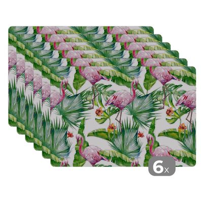 Placemats Tischset 6-teilig 45x30 cm Blätter - Flamingo - Blumen - Dschungel