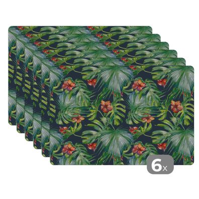 Placemats Tischset 6-teilig 45x30 cm Monstera - Dschungel - Blätter (Gr. 45x30 cm)