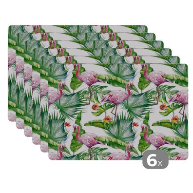 Placemats Tischset 6-teilig 45x30 cm Blätter - Flamingo - Blumen - Dschungel