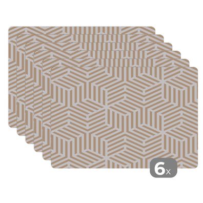 Placemats Tischset 6-teilig 45x30 cm Beige - Geometrie - Muster - Abstrakt