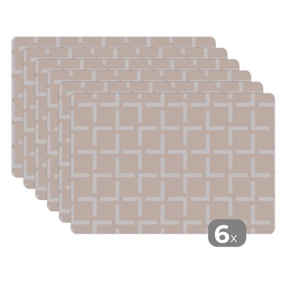 Placemats Tischset 6-teilig 45x30 cm Design - Linie - Muster - Beige (Gr. 45x30 cm)