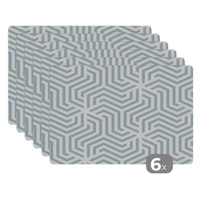 Placemats Tischset 6-teilig 45x30 cm Muster - Linie - Design - Grün (Gr. 45x30 cm)
