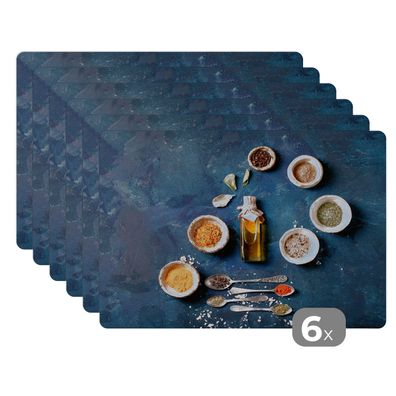 Placemats Tischset 6-teilig 45x30 cm Öl - Gewürze - Schöpfkellen - Gewürze - Küche