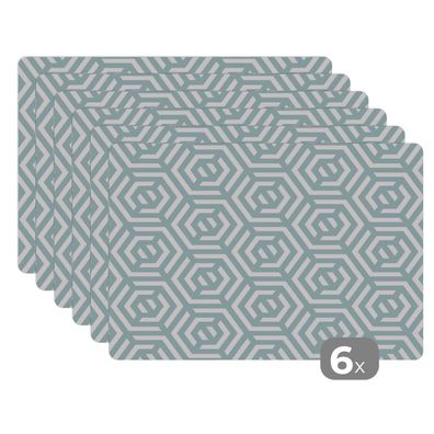 Placemats Tischset 6-teilig 45x30 cm Muster - Abstrakt - Grün - Geometrie