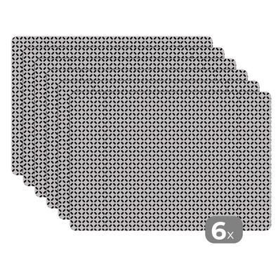 Placemats Tischset 6-teilig 45x30 cm Schwarz - Weiß - Geometrie - Muster - Abstrakt