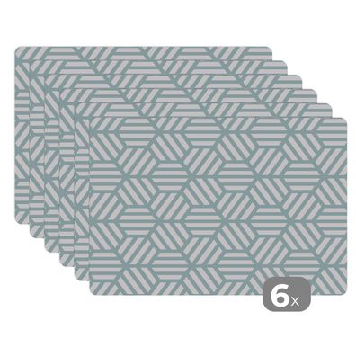 Placemats Tischset 6-teilig 45x30 cm Grün - Geometrie - Muster - Abstrakt