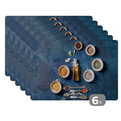 Placemats Tischset 6-teilig 45x30 cm Öl - Gewürze - Schöpfkellen - Gewürze - Küche