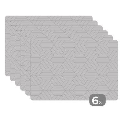 Placemats Tischset 6-teilig 45x30 cm Muster - Linie - Design - Schwarz - Weiß