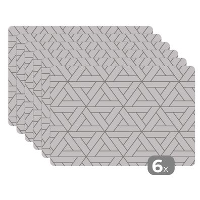 Placemats Tischset 6-teilig 45x30 cm Design - Linie - Muster - Schwarz - Weiß