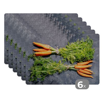 Placemats Tischset 6-teilig 45x30 cm Karotte - Gemüse - Marmor - Industrie