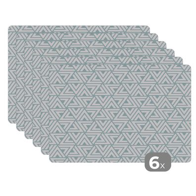 Placemats Tischset 6-teilig 45x30 cm Muster - Linie - Design - Grün (Gr. 45x30 cm)