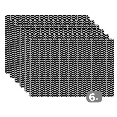 Placemats Tischset 6-teilig 45x30 cm Muster - Abstrakt - Schwarz - Weiß - Geometrie