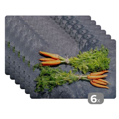 Placemats Tischset 6-teilig 45x30 cm Karotte - Gemüse - Marmor - Industrie