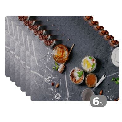 Placemats Tischset 6-teilig 45x30 cm Honig - Gewürze - Küche - Marmor