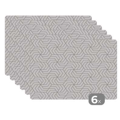 Placemats Tischset 6-teilig 45x30 cm Geometrie - Linie - Schwarz - Weiß - Muster