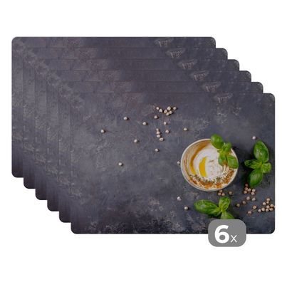 Placemats Tischset 6-teilig 45x30 cm Dessert - Basilikum - Kräuter - Industriell