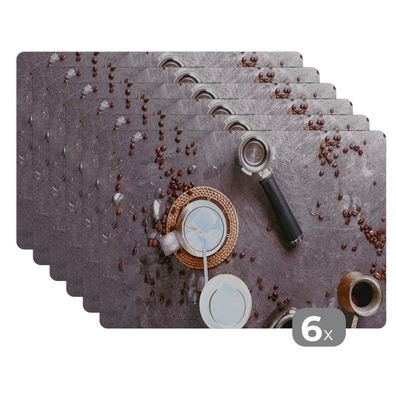 Placemats Tischset 6-teilig 45x30 cm Milch - Kaffeebohnen - Küche - Kaffeefilter