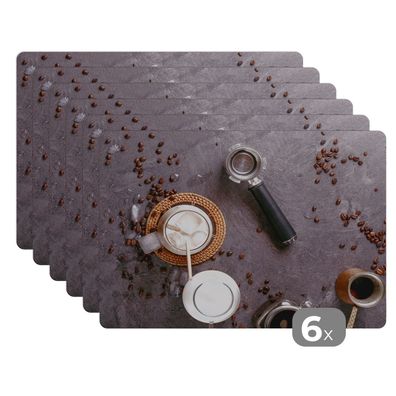 Placemats Tischset 6-teilig 45x30 cm Milch - Kaffeebohnen - Küche - Kaffeefilter