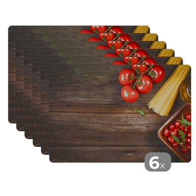 Placemats Tischset 6-teilig 45x30 cm Nudeln - Tomate - Küche (Gr. 45x30 cm)