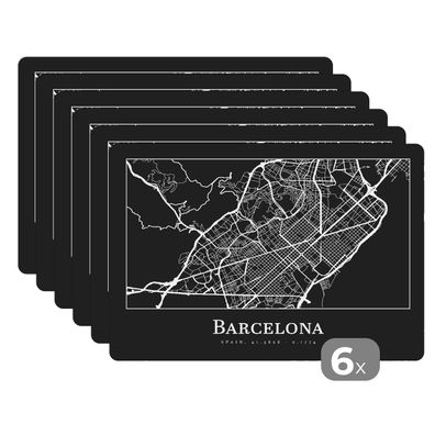 Placemats Tischset 6-teilig 45x30 cm Stadtplan - Barcelona - Karte (Gr. 45x30 cm)