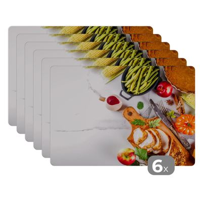 Placemats Tischset 6-teilig 45x30 cm Gemüse - Fleisch - Küche - Kräuter