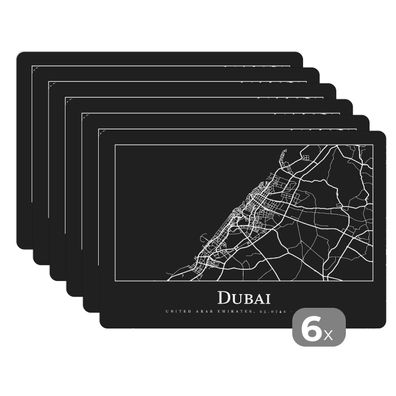 Placemats Tischset 6-teilig 45x30 cm Dubai Stadtplan - Karte (Gr. 45x30 cm)
