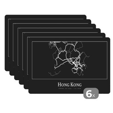 Placemats Tischset 6-teilig 45x30 cm Hongkong - Karte - Stadtplan - Routenbeschreib
