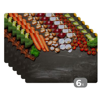 Placemats Tischset 6-teilig 45x30 cm Karotte - Gemüse - Gewürze (Gr. 45x30 cm)