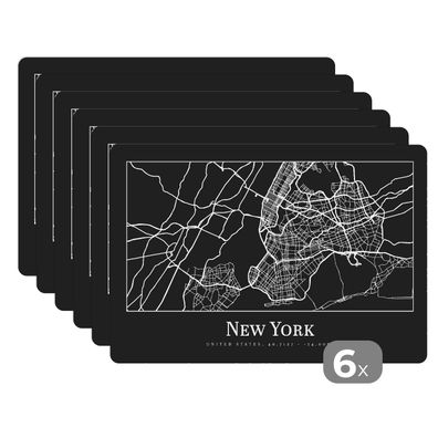 Placemats Tischset 6-teilig 45x30 cm Karte - New York - Stadtplan - Karte