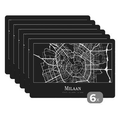 Placemats Tischset 6-teilig 45x30 cm Mailand - Karte - Stadtplan (Gr. 45x30 cm)
