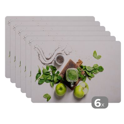 Placemats Tischset 6-teilig 45x30 cm Kräuter - Apfel - Smoothie (Gr. 45x30 cm)