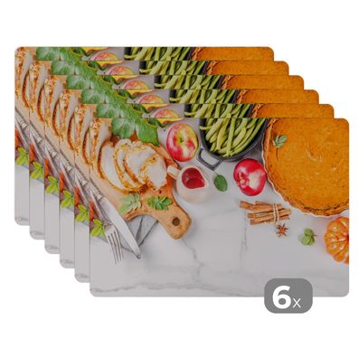 Placemats Tischset 6-teilig 45x30 cm Gemüse - Obst - Fleisch - Kräuter