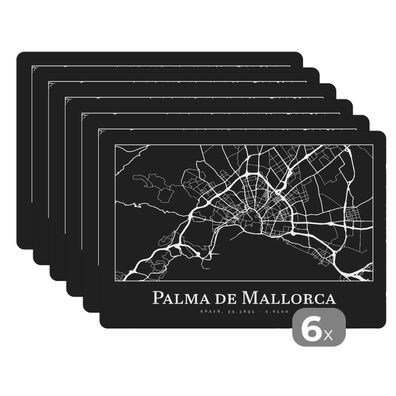 Placemats Tischset 6-teilig 45x30 cm Karte - Stadtplan - Palma de Mallorca - Karte